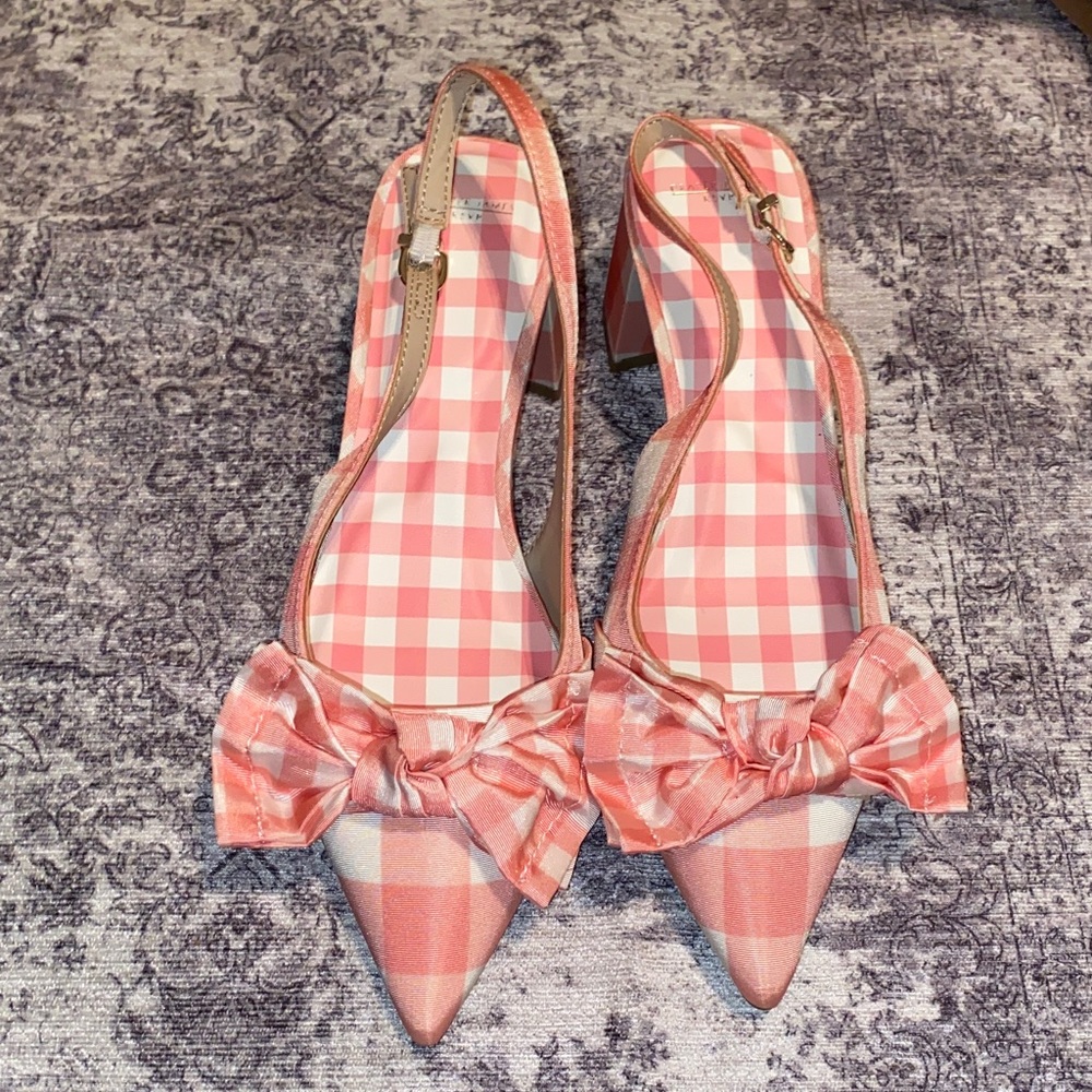Draper James Pink Gingham Bow Heels
